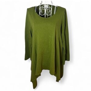 Pacificotton San Francisco Bryn Walker Green Lagenlook Art To Wear Blouse Sz S